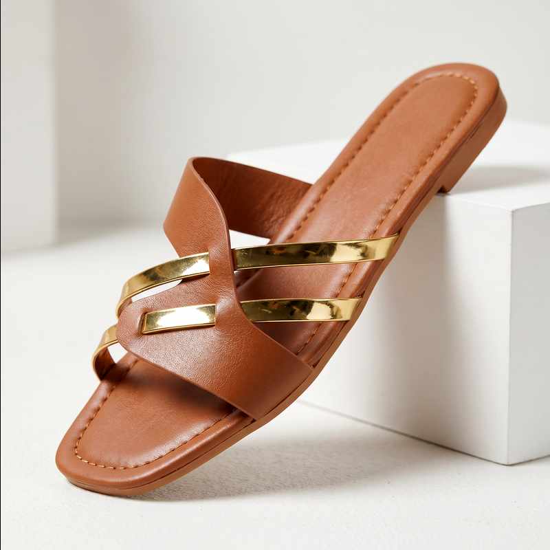 Cynthia - Leather Open Toe Comfort Footwear Slides