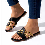 Cynthia - Leather Open Toe Comfort Footwear Slides
