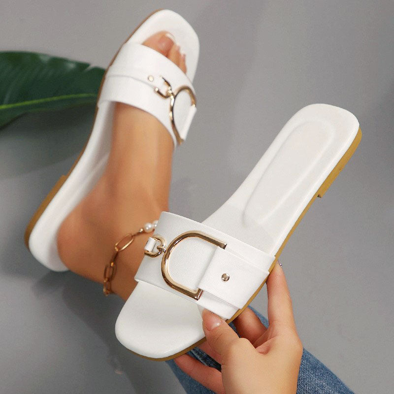 Dahlia - Minimalist Buckle Flat Sandals
