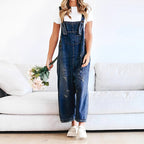Daisy - Women’s Denim Overalls with Distressed Detail