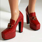 Daisy - Women’s Croc-Texture Platform Heels