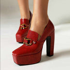 Daisy - Women’s Croc-Texture Platform Heels