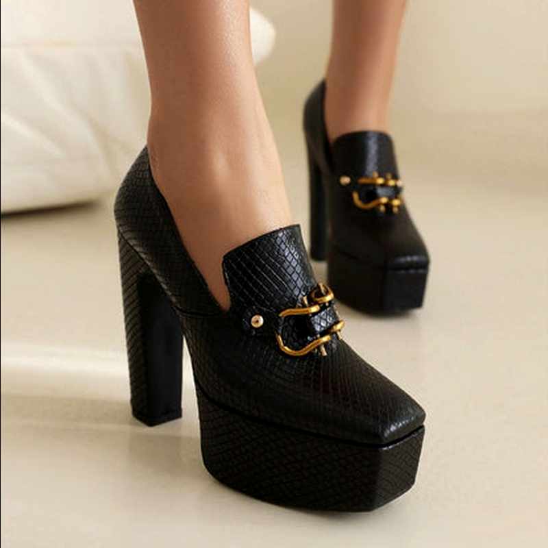 Daisy - Women’s Croc-Texture Platform Heels