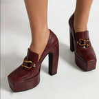 Daisy - Women’s Croc-Texture Platform Heels