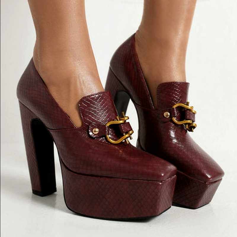 Daisy - Women’s Croc-Texture Platform Heels