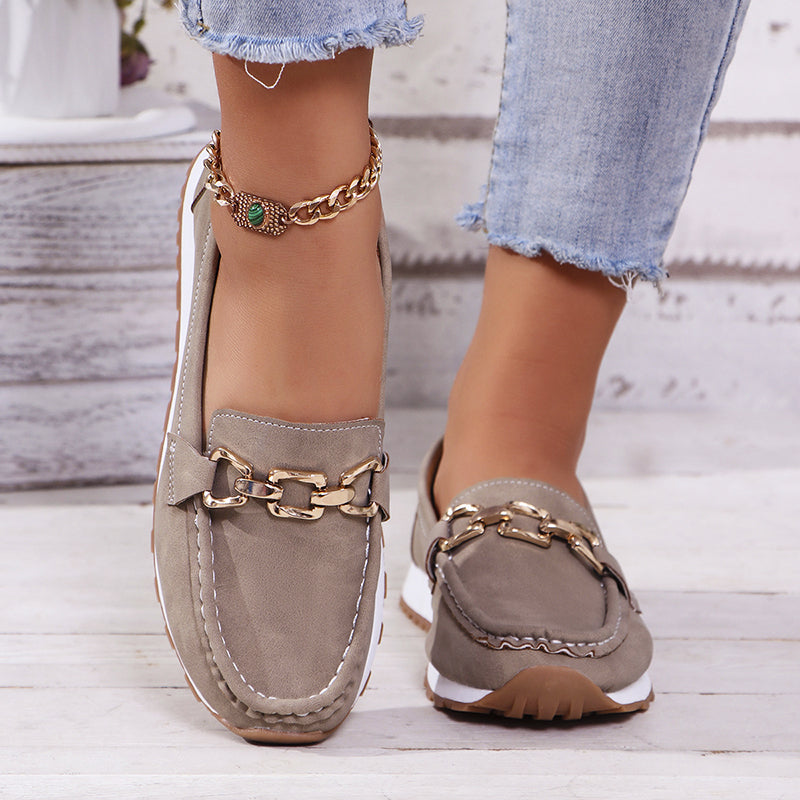 Danielle - Women's Casual Slip-On Loafers with Chain Detail