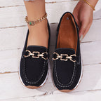Danielle - Women's Casual Slip-On Loafers with Chain Detail