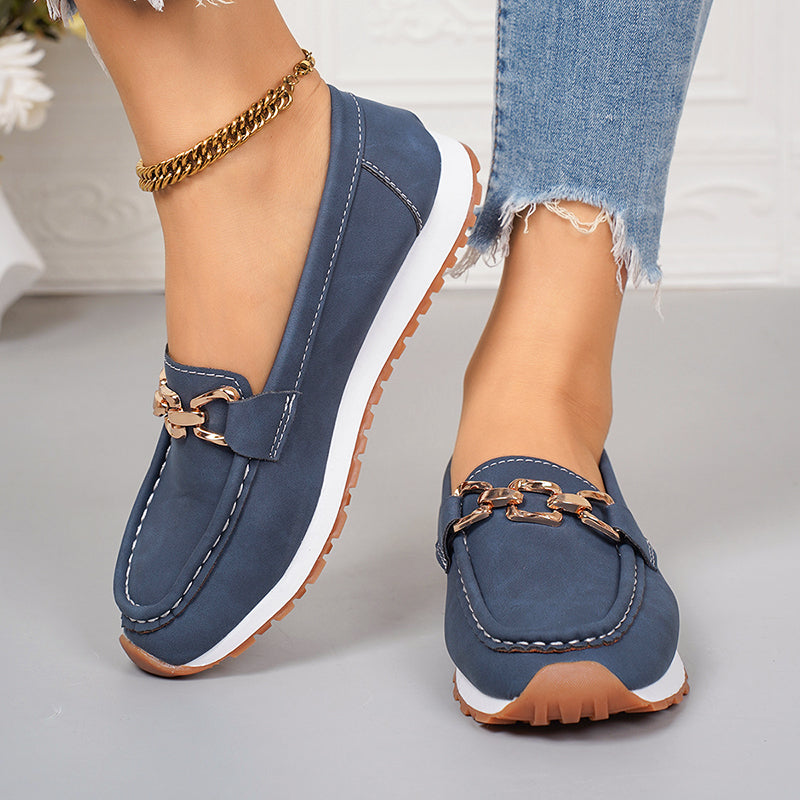 Danielle - Women's Casual Slip-On Loafers with Chain Detail