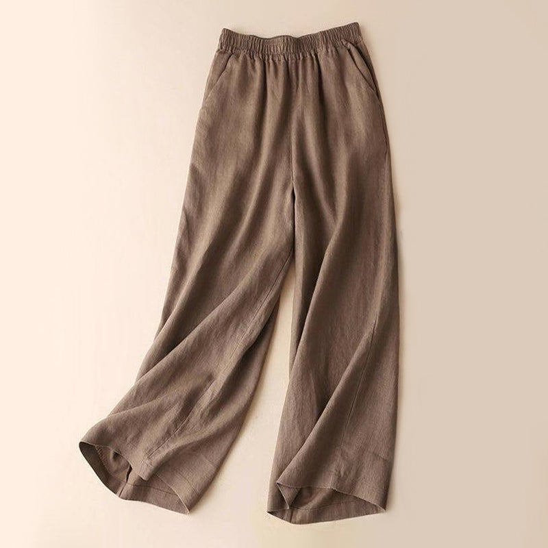 Debbie - Women's Linen Wide-Leg Pants