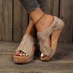 Diana - Cork Wedge Slide Sandals