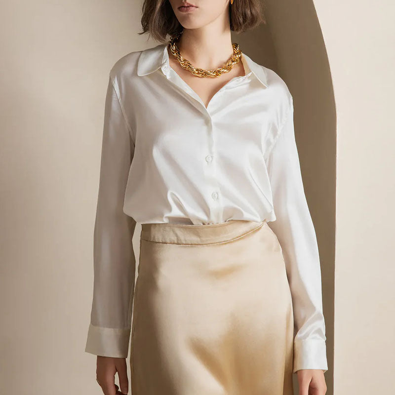 Diane - Women’s Satin Button-Front Shirt