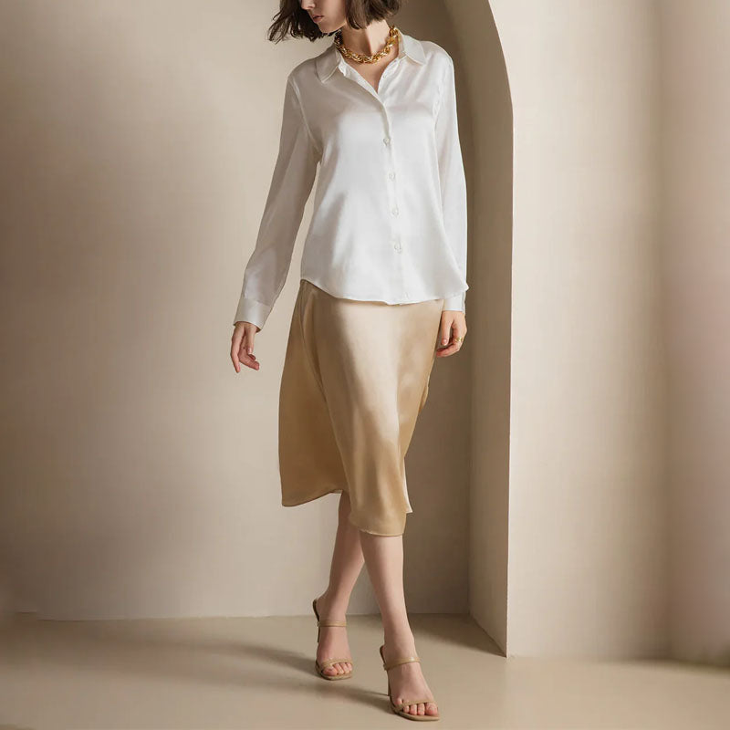 Diane - Women’s Satin Button-Front Shirt
