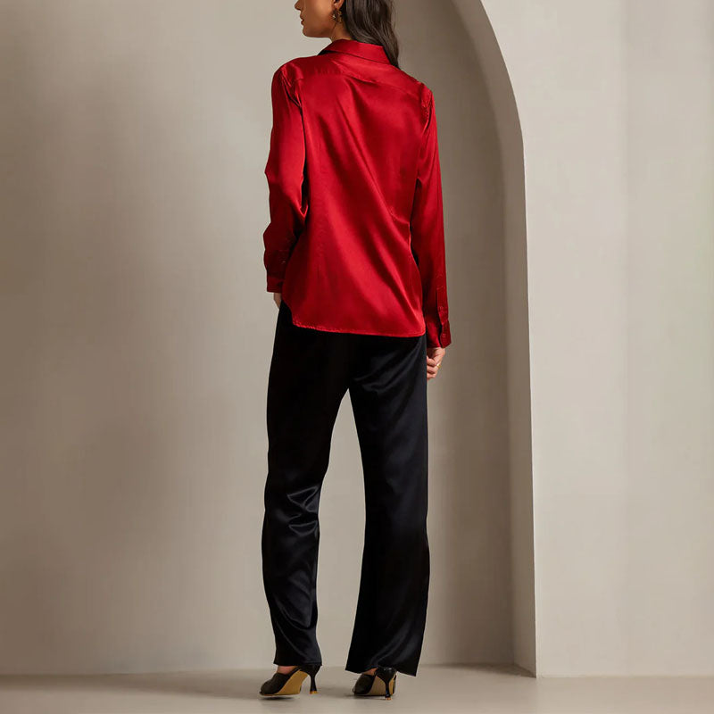 Diane - Women’s Satin Button-Front Shirt
