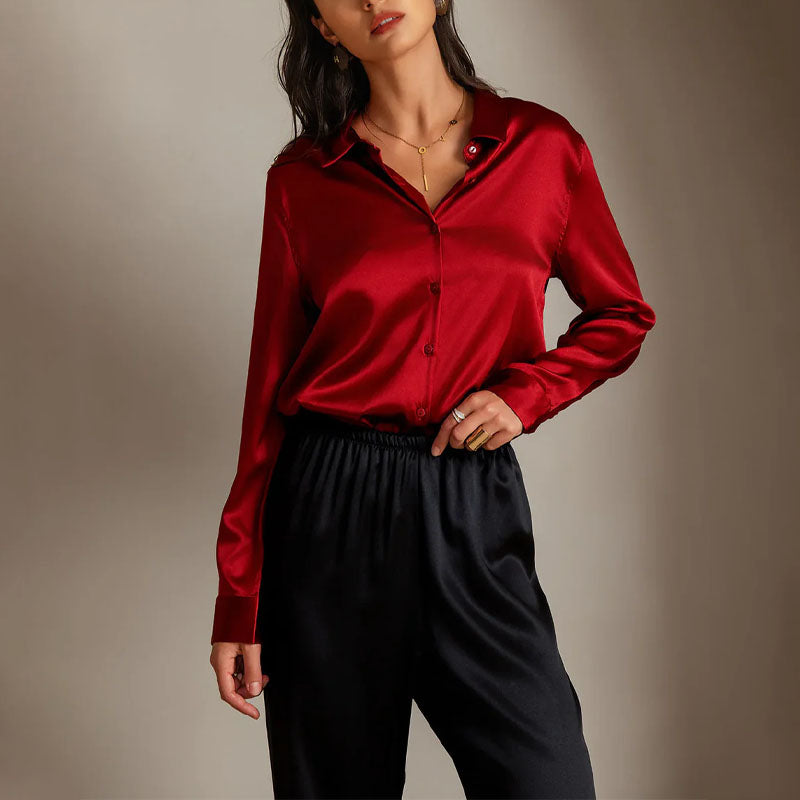 Diane - Women’s Satin Button-Front Shirt