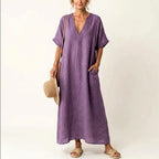 Dolly - Women's Cotton Linen Boho Resort Maxi Dress