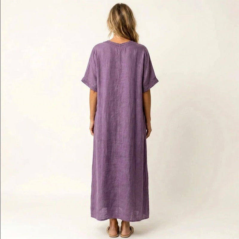 Dolly - Women's Cotton Linen Boho Resort Maxi Dress