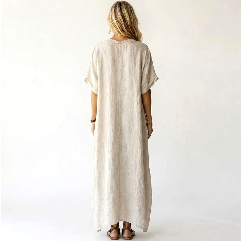 Dolly - Women's Cotton Linen Boho Resort Maxi Dress