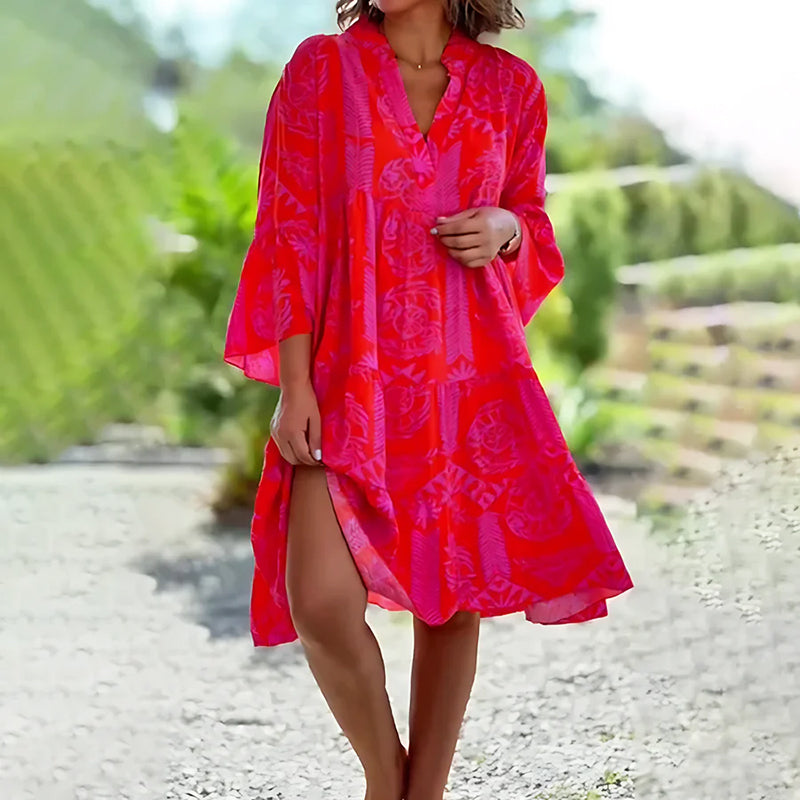 Elara - Women’s Printed Flowing Dress with Relaxed Fit