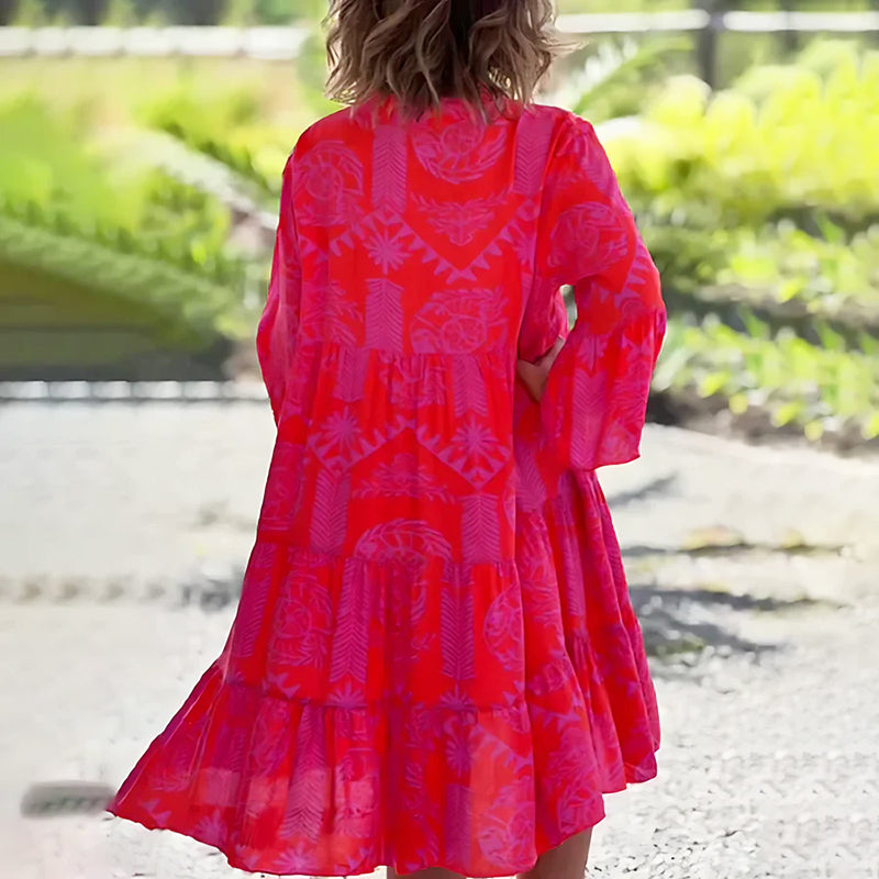 Elara - Women’s Printed Flowing Dress with Relaxed Fit