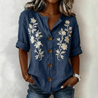 Eleanor - Women’s Embroidered Button Front Blouse