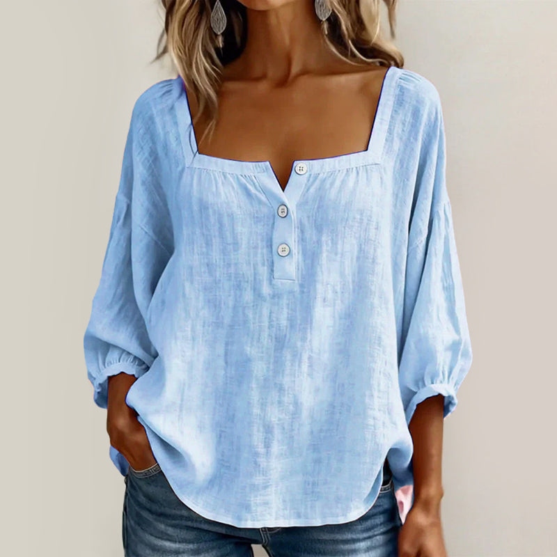 Elira - Women’s Square Neck Blouse with Puff Sleeves
