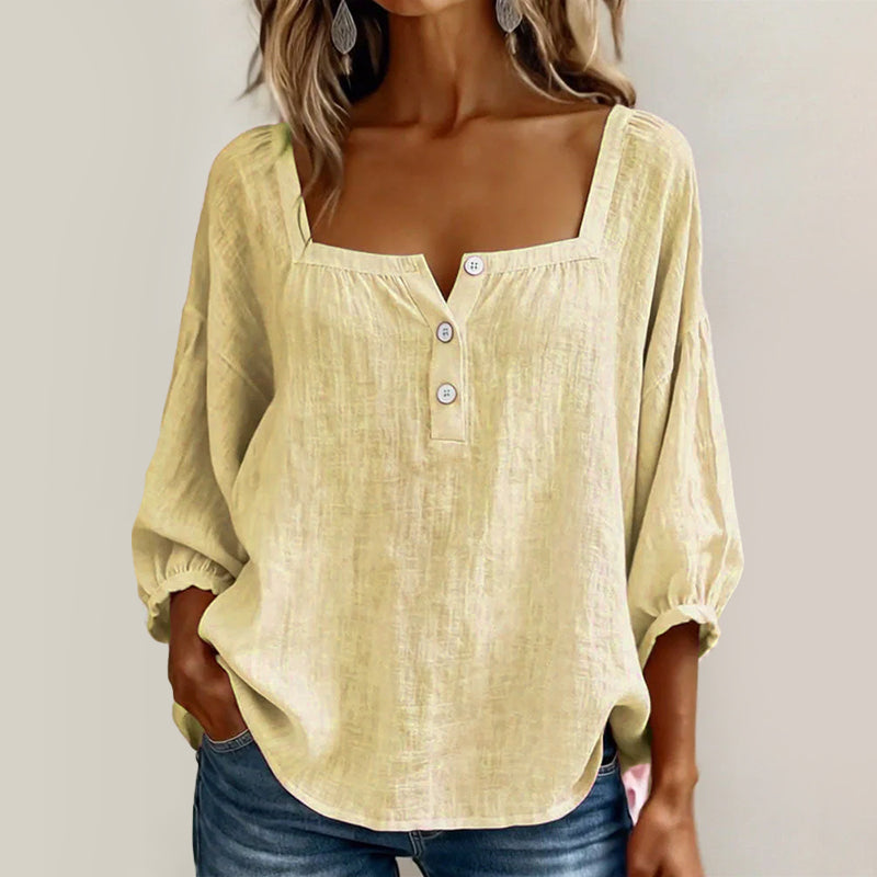 Elira - Women’s Square Neck Blouse with Puff Sleeves
