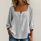 Elira - Women’s Square Neck Blouse with Puff Sleeves