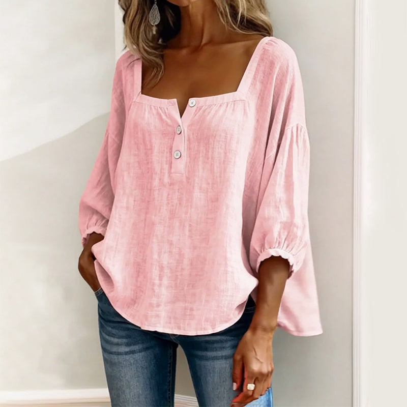 Elira - Women’s Square Neck Blouse with Puff Sleeves