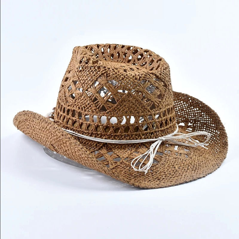 Elysia - Women's Woven Straw Shell Detail Beach Hat