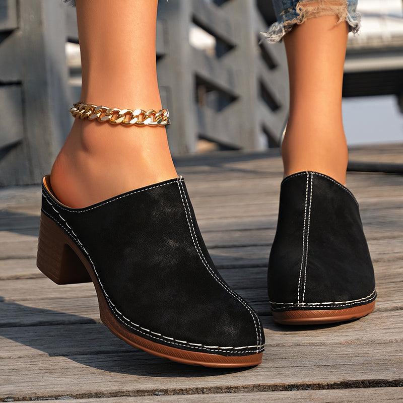 Ember - Women’s Classic Slip-On Low Heel Mule Clogs
