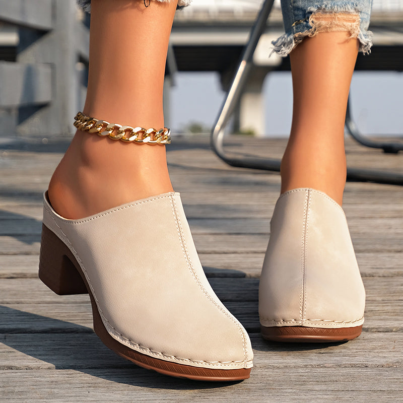 Ember - Women’s Classic Slip-On Low Heel Mule Clogs