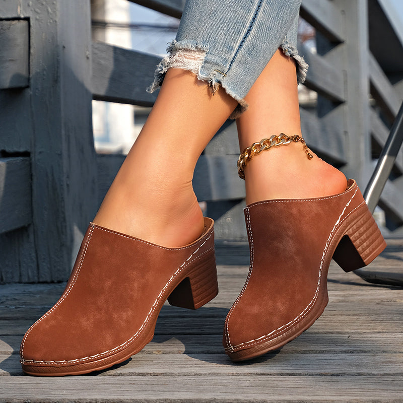 Ember - Women’s Classic Slip-On Low Heel Mule Clogs