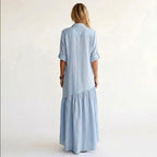 Emma - Women's Cotton-Linen Button-Front Shirt Dress