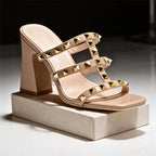 Estelle - Women's Studded Multi-Strap Block Heel Mules