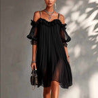 Esther - Women's Sheer Lace Open-back Cocktail Dress