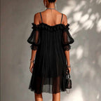 Esther - Women's Sheer Lace Open-back Cocktail Dress