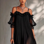Esther - Women's Sheer Lace Open-back Cocktail Dress