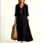 Eve - Women's Floral Embroidery Cotton Resort Dress