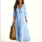 Eve - Women's Floral Embroidery Cotton Resort Dress