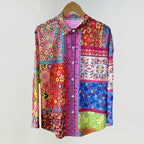 Evelyn - Vibrant Mixed Print Button-Up Shirt