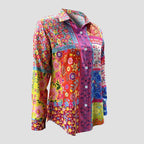 Evelyn - Vibrant Mixed Print Button-Up Shirt