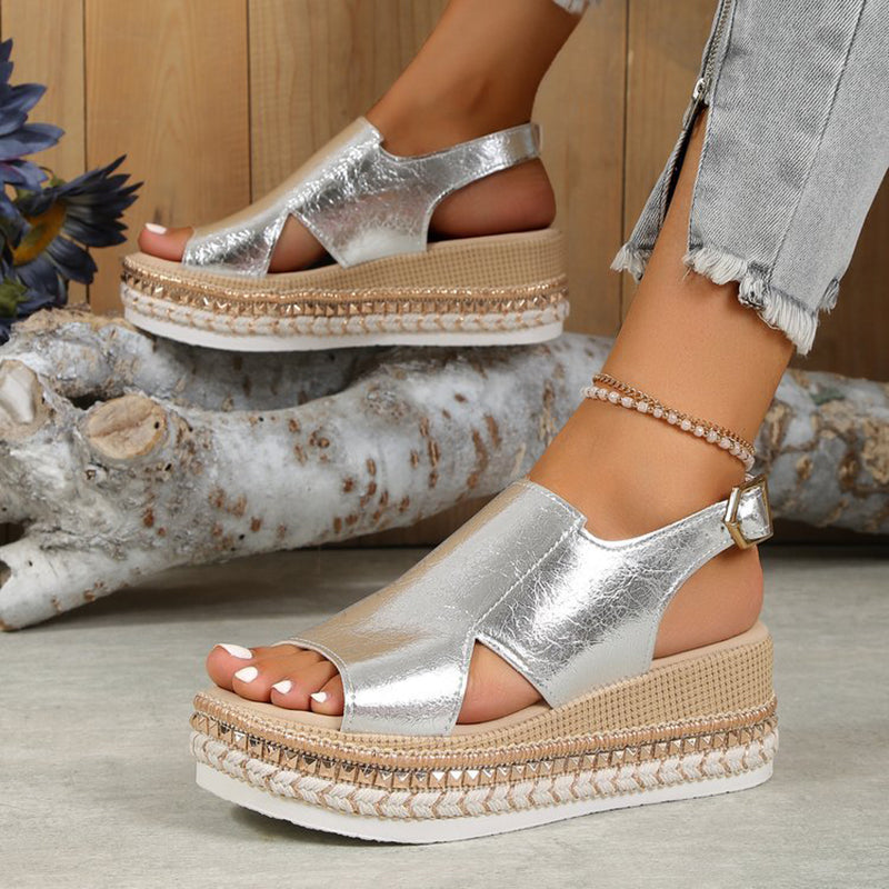 Evelyn - Women’s Metallic Platform Sandals