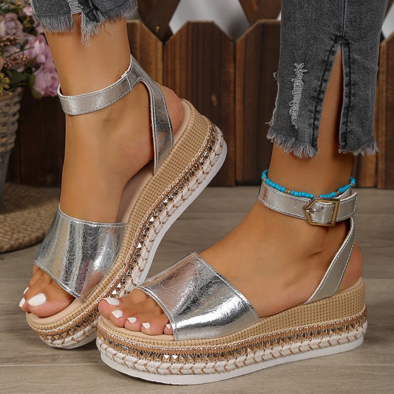 Evelyn - Women’s Metallic Platform Sandals