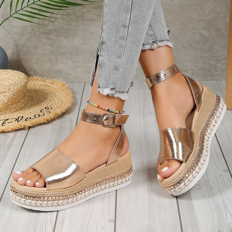 Evelyn - Women’s Metallic Platform Sandals