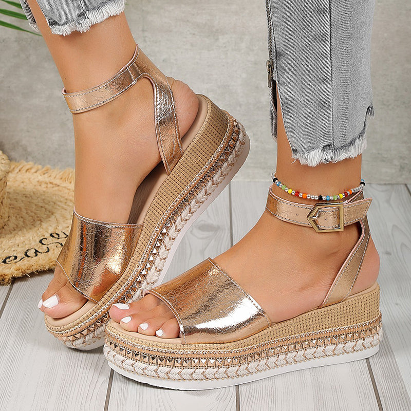 Evelyn - Women’s Metallic Platform Sandals