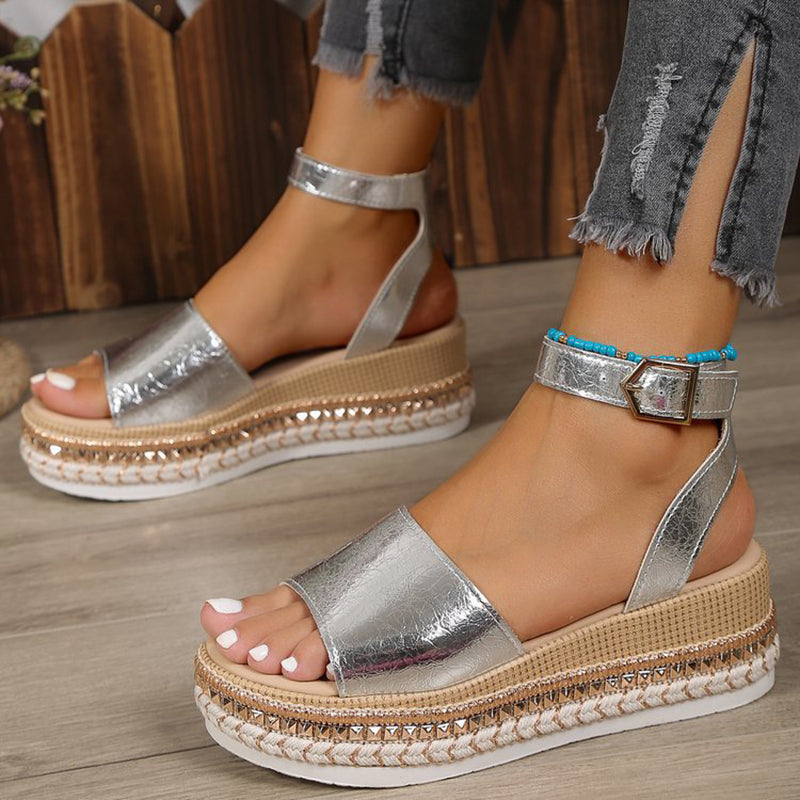Evelyn - Women’s Metallic Platform Sandals