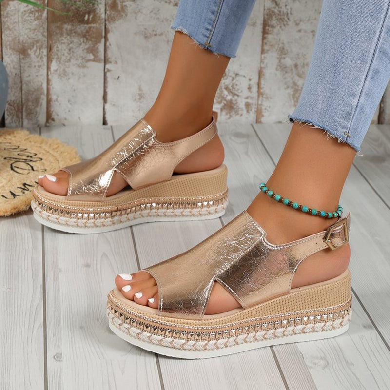 Evelyn - Women’s Metallic Platform Sandals