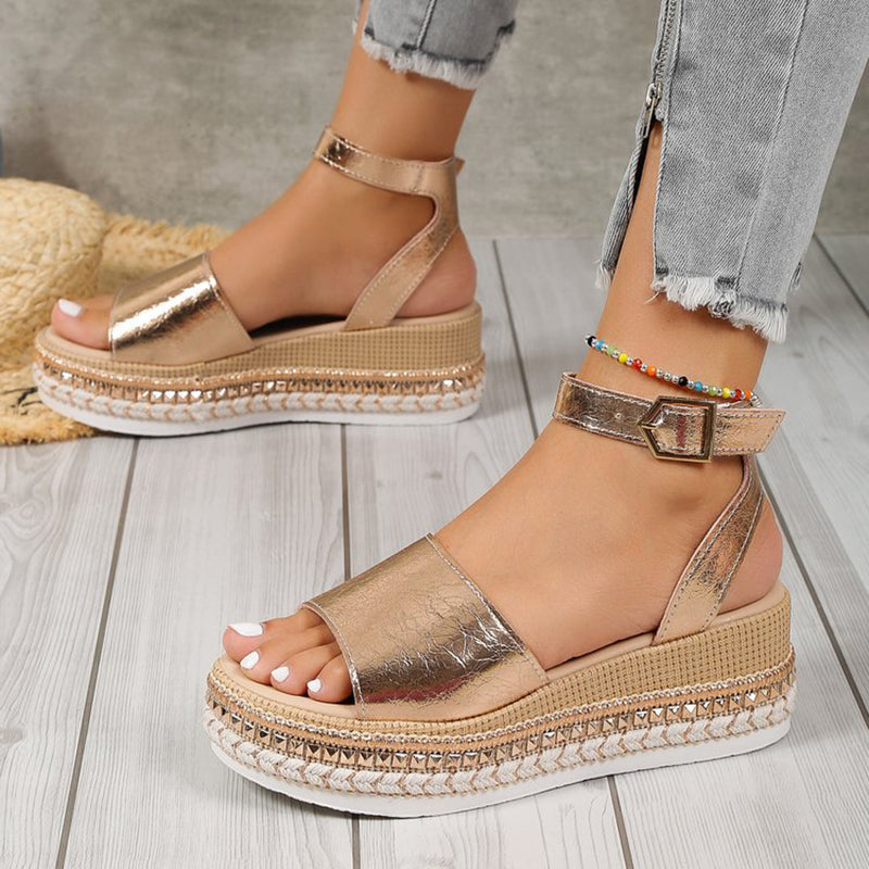 Evelyn - Women’s Metallic Platform Sandals