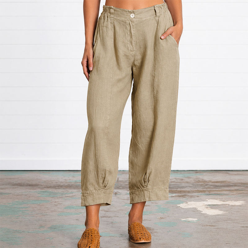 Georgia - Women's Linen-Look Relaxed Cropped Pants