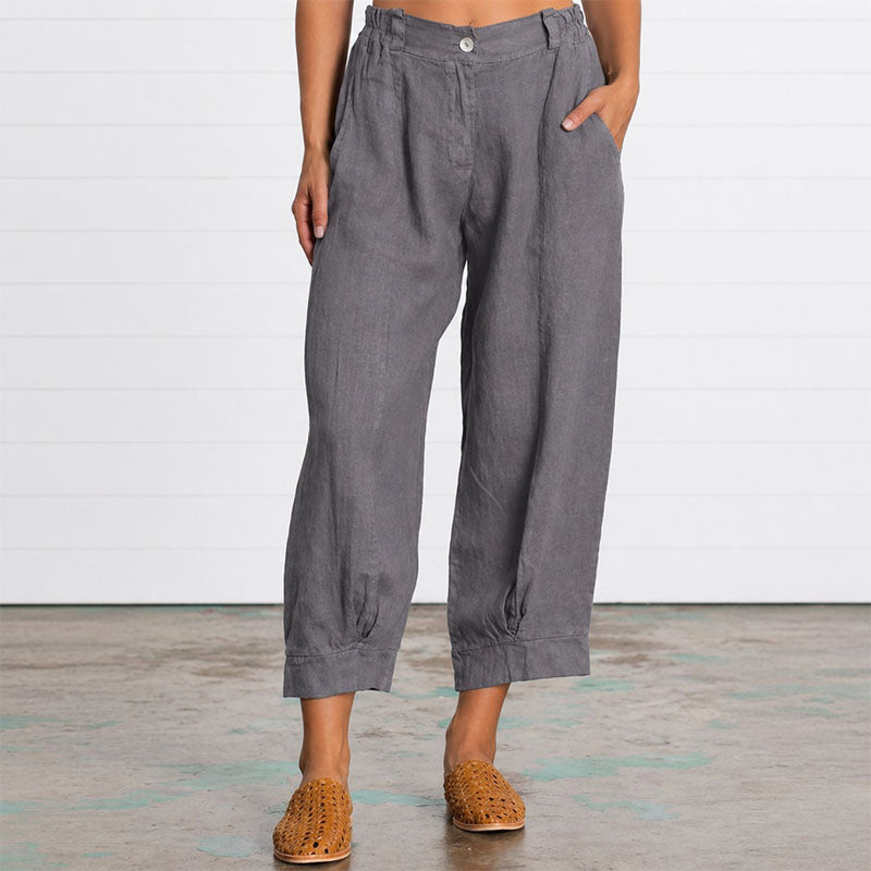 Georgia - Women's Linen-Look Relaxed Cropped Pants